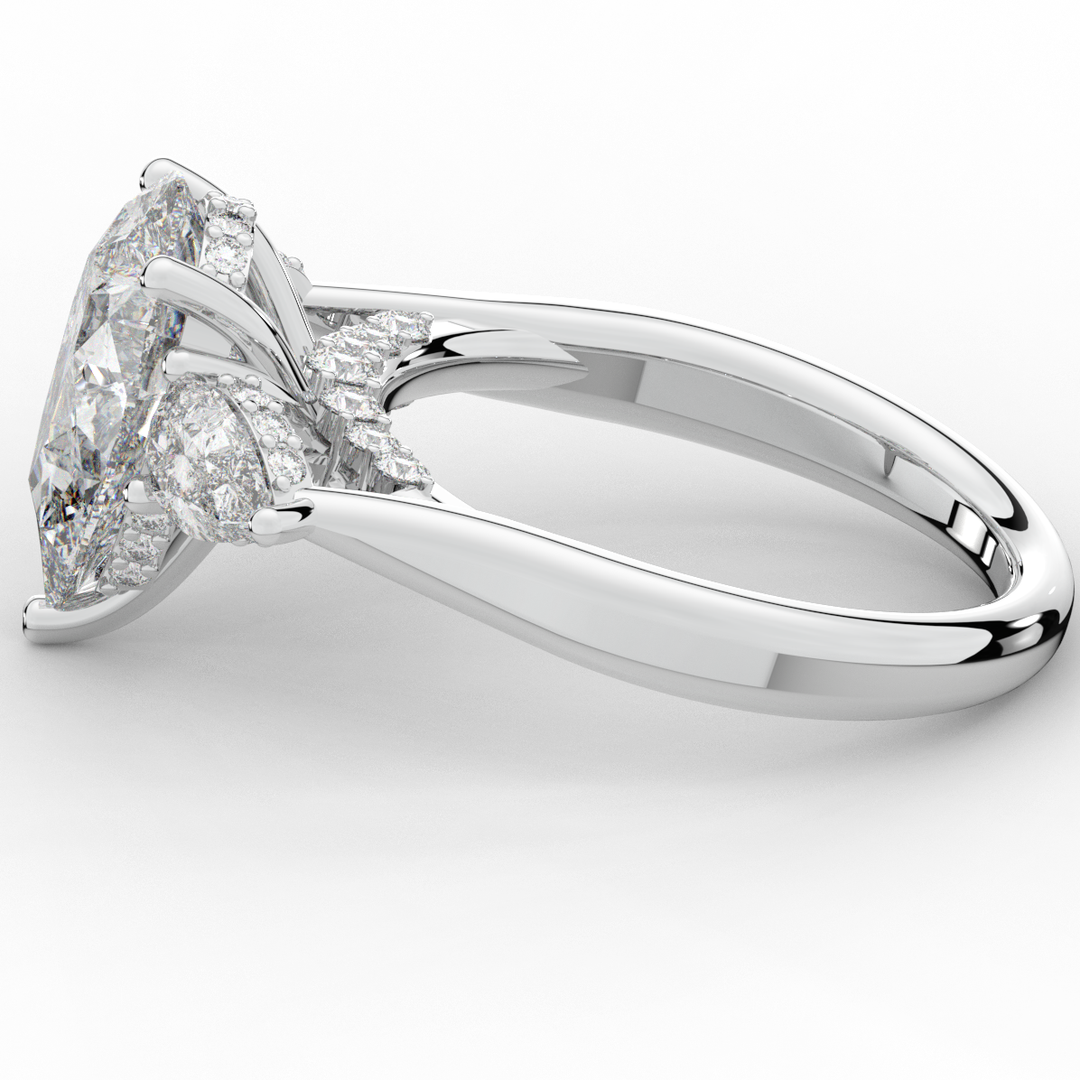 3.70CT.TW PEAR LAB DIAMOND 3 STONE ENGAGEMENT RING - Nazarelle