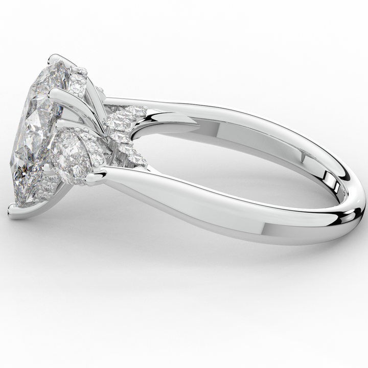 3.70CT.TW PEAR LAB DIAMOND 3 STONE ENGAGEMENT RING - Nazarelle