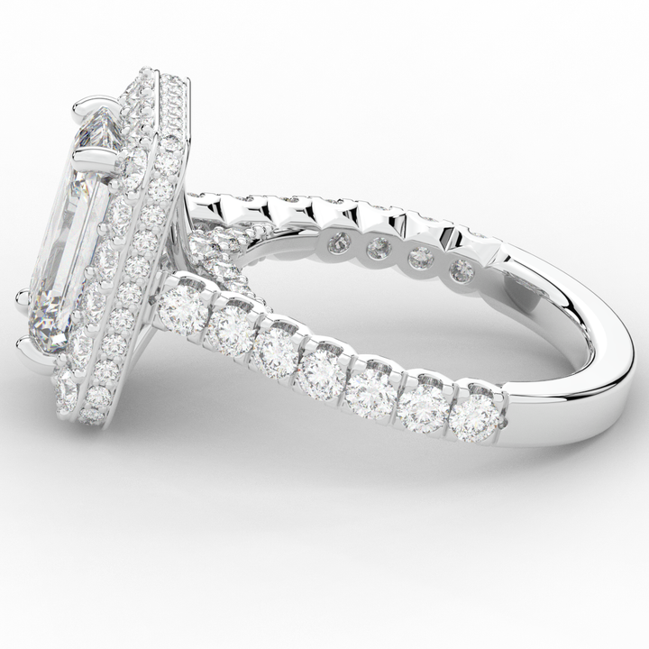 4.50CT.TW EMERALD CUT LAB DIAMOND HALO ENGAGEMENT RING - Nazarelle