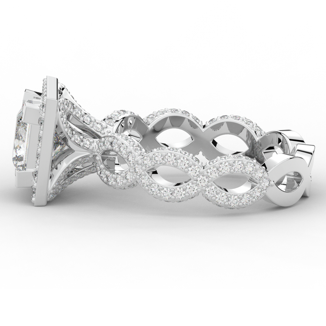 2.40CT.TW PRINCESS LAB DIAMOND HALO ENGAGEMENT RING - Nazarelle