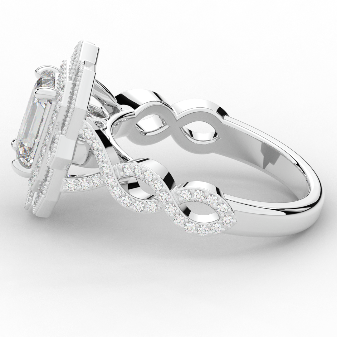 1.90CT.TW EMERALD CUT LAB DIAMOND HALO ENGAGEMENT RING - Nazarelle
