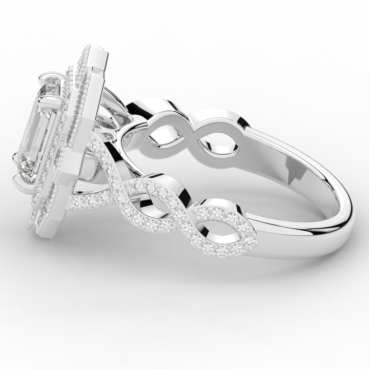 1.90CT.TW EMERALD CUT LAB DIAMOND HALO ENGAGEMENT RING - Nazarelle