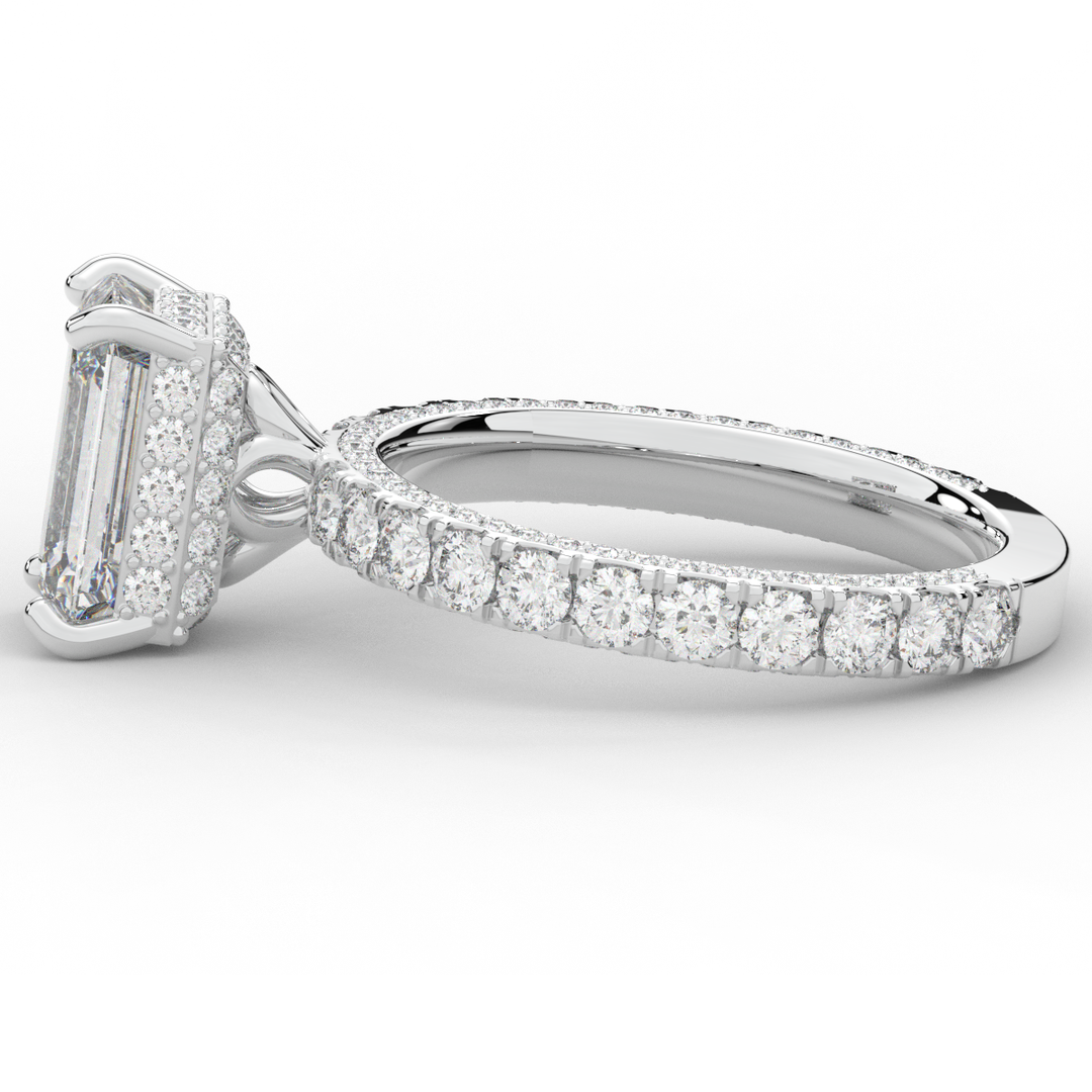 3.00CT.TW EMERALD CUT LAB DIAMOND ENGAGEMENT RING - Nazarelle