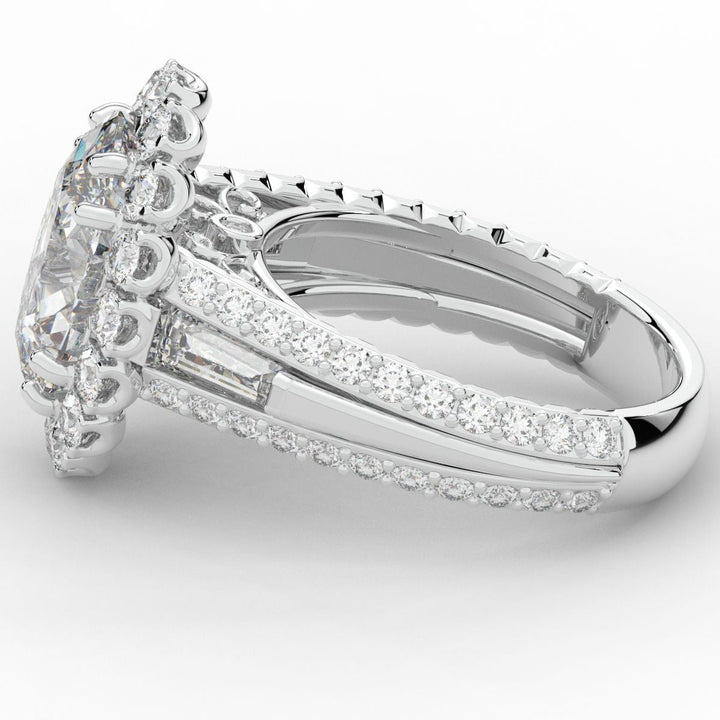5.75CT.TW OVAL LAB DIAMOND HALO ENGAGEMENT RING - Nazarelle