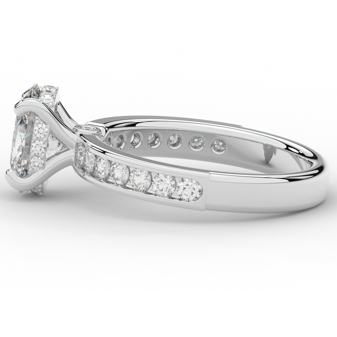1.95CT.TW OVAL LAB DIAMOND UNDERHALO ENGAGEMENT RING - Nazarelle