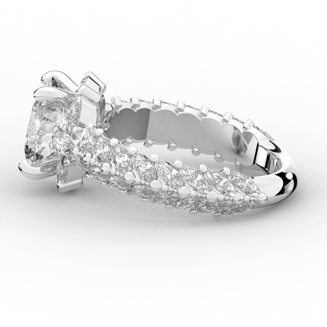3.10CT.TW OVAL LAB DIAMOND HALO ENGAGEMENT RING - Nazarelle