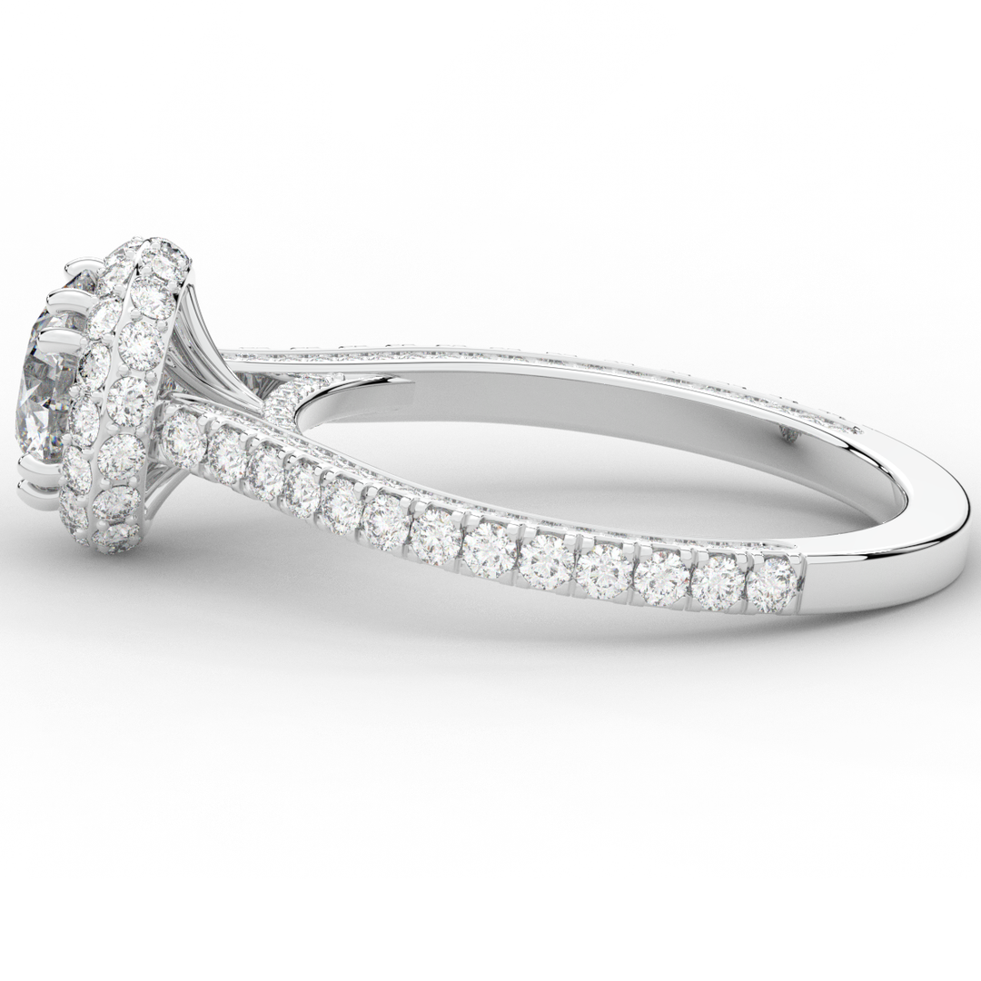 1.90CT.TW ROUND LAB DIAMOND HALO ENGAGEMENT RING - Nazarelle