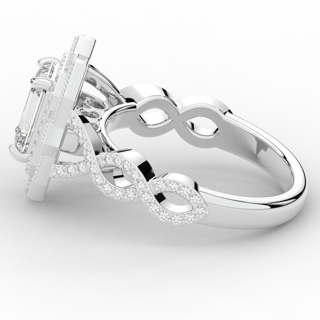 1.90CT.TW EMERALD CUT LAB DIAMOND HALO ENGAGEMENT RING - Nazarelle