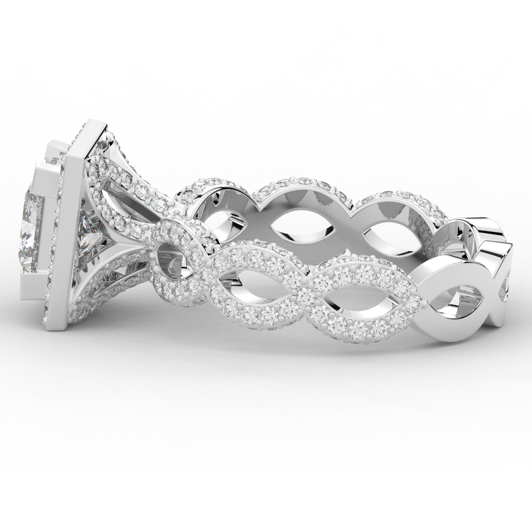 2.40CT.TW PRINCESS LAB DIAMOND HALO ENGAGEMENT RING - Nazarelle