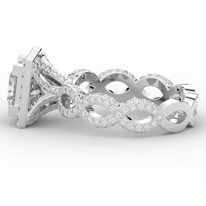 2.40CT.TW PRINCESS LAB DIAMOND HALO ENGAGEMENT RING - Nazarelle