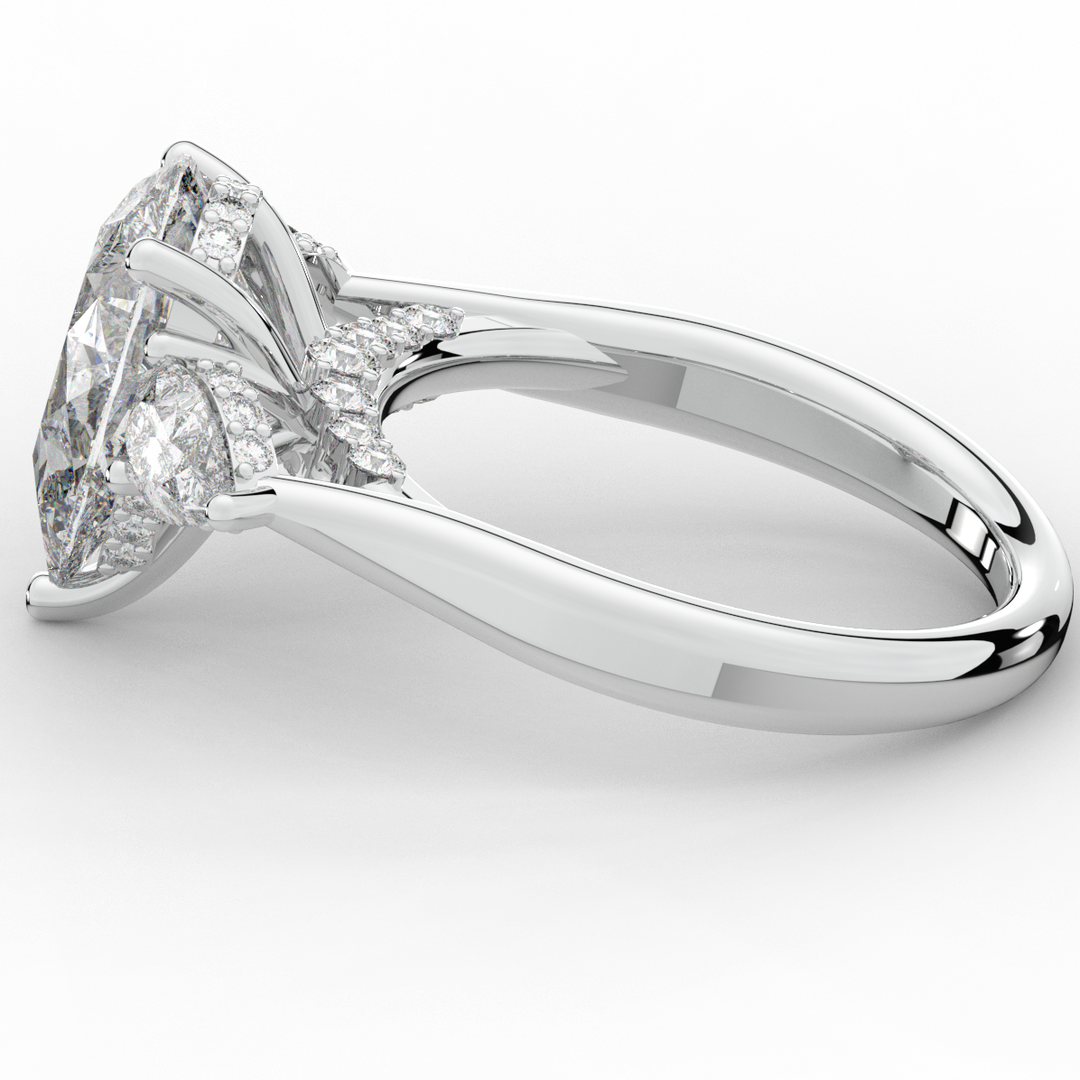 3.70CT.TW PEAR LAB DIAMOND 3 STONE ENGAGEMENT RING - Nazarelle