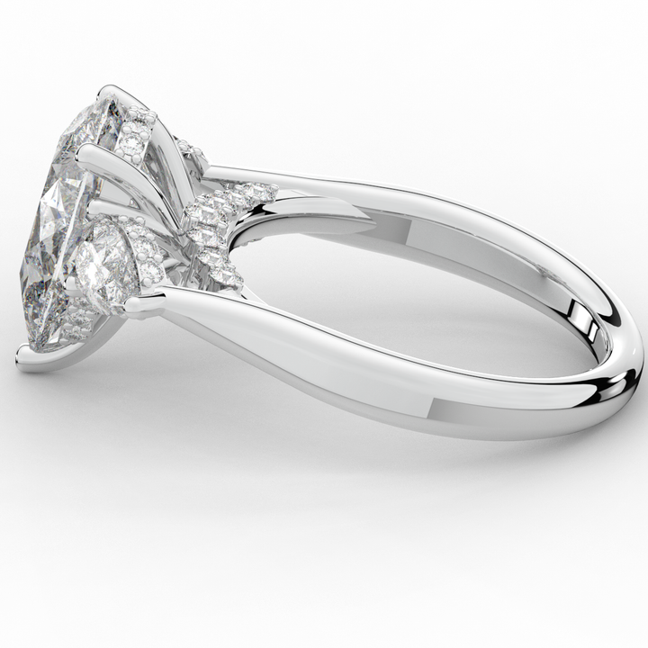 3.70CT.TW PEAR LAB DIAMOND 3 STONE ENGAGEMENT RING - Nazarelle