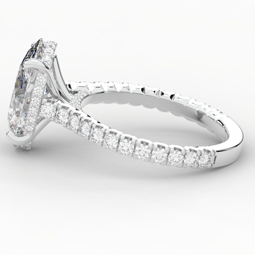 4.70CT.TW OVAL LAB DIAMOND UNDERHALO SOLITAIRE ENGAGEMENT RING - Nazarelle