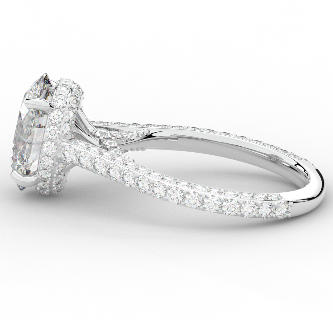 4.00CT.TW OVAL LAB DIAMOND UNDERHALO SOLITAIRE ENGAGEMENT RING - Nazarelle