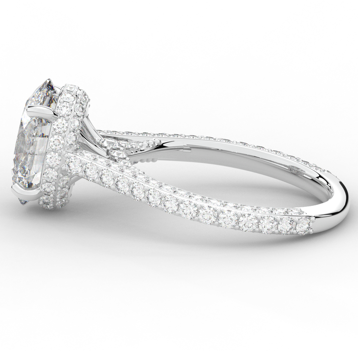 4.00CT.TW OVAL LAB DIAMOND UNDERHALO SOLITAIRE ENGAGEMENT RING - Nazarelle