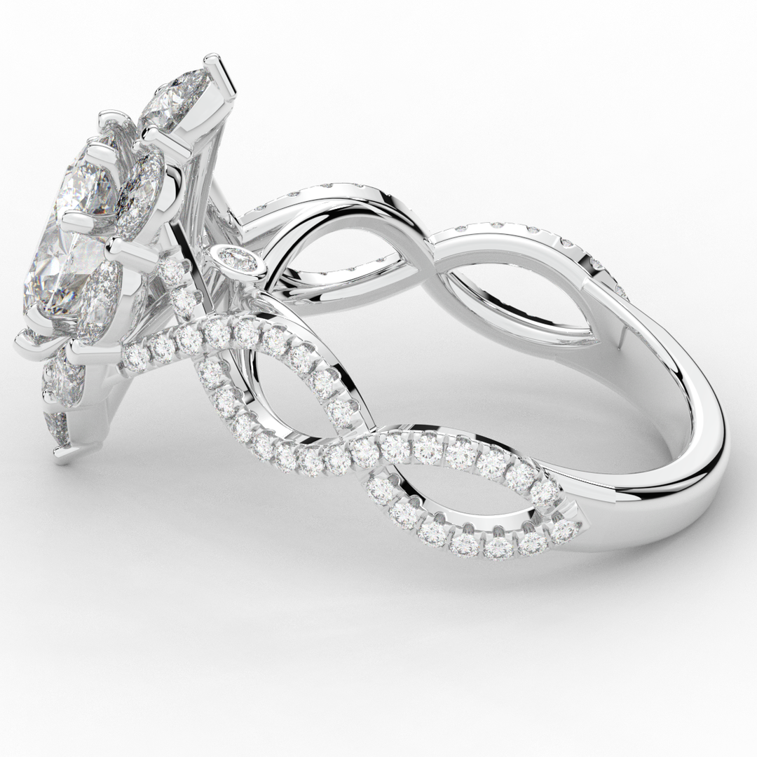 3.00CT.TW OVAL LAB DIAMOND HALO ENGAGEMENT RING - Nazarelle