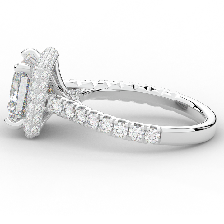 3.90CT.TW PRINCESS LAB DIAMOND HALO ENGAGEMENT RING - Nazarelle