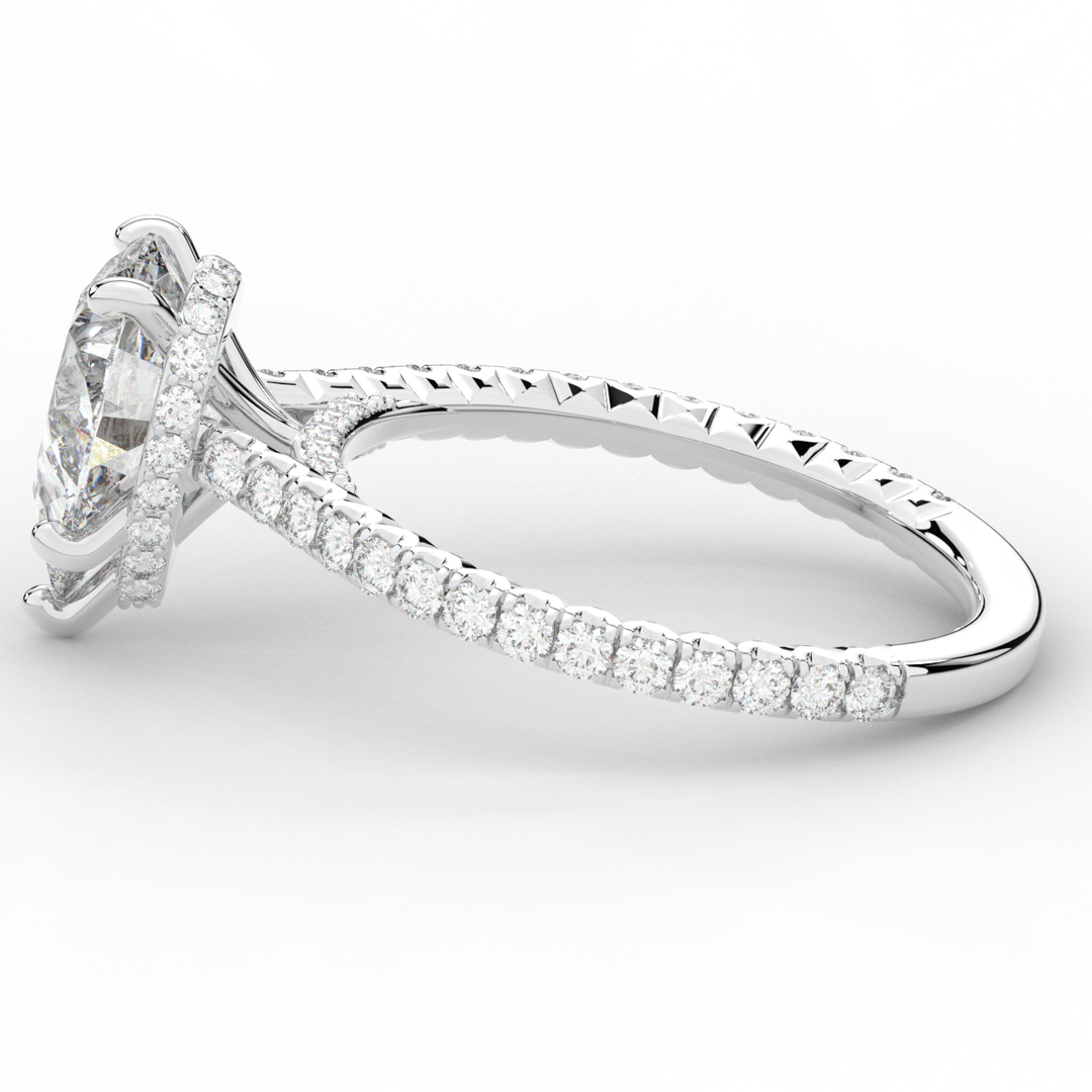 2.50CT.TW PEAR LAB DIAMOND UNDERHALO SOLITAIRE ENGAGEMENT RING - Nazarelle