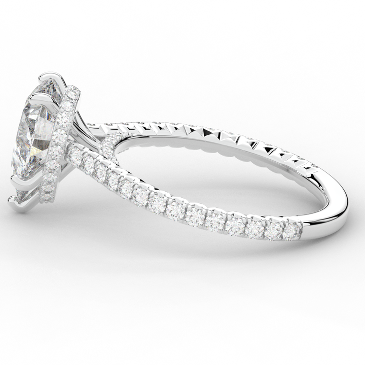 2.50CT.TW PEAR LAB DIAMOND UNDERHALO SOLITAIRE ENGAGEMENT RING - Nazarelle