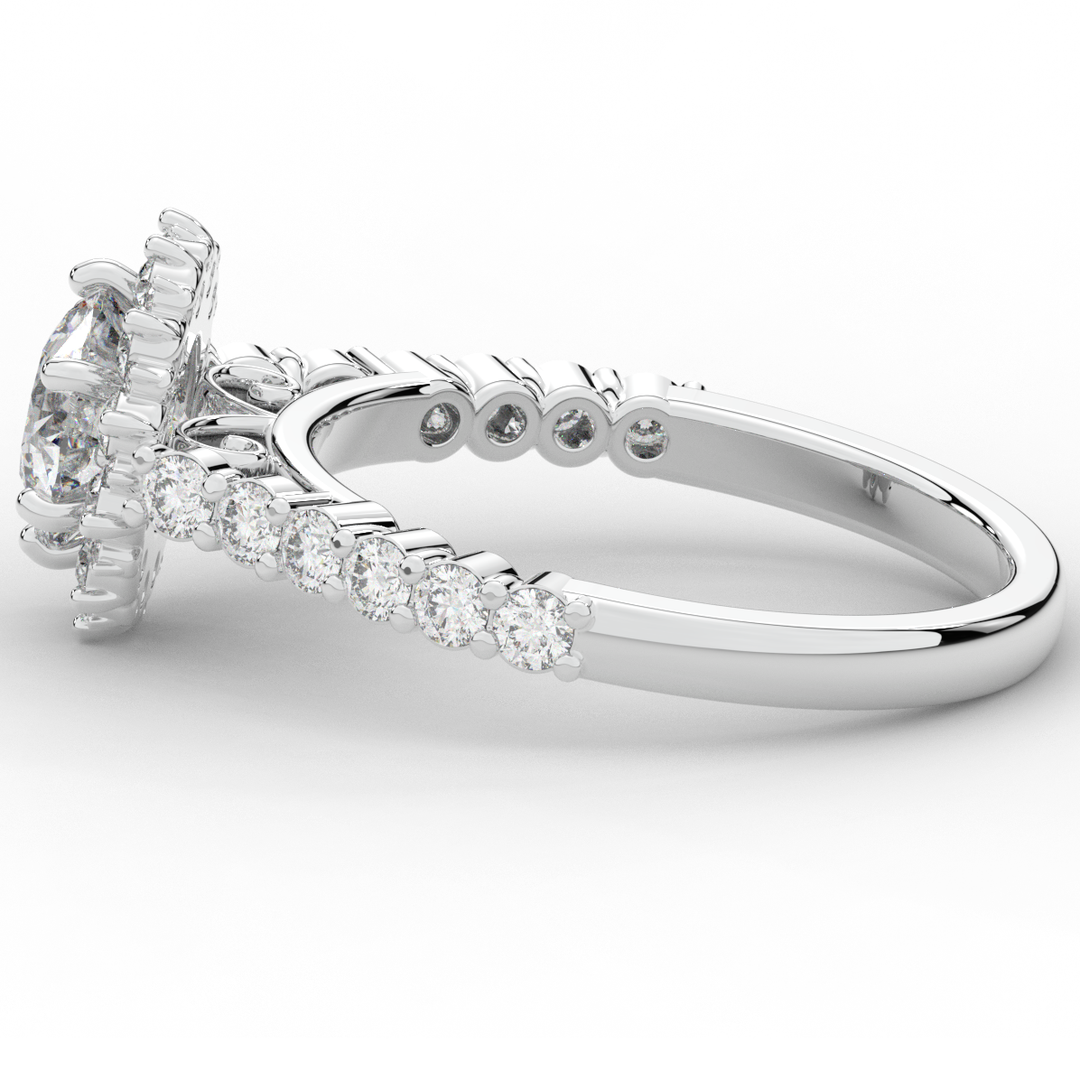 1.60CT.TW ROUND LAB DIAMOND HALO ENGAGEMENT RING - Nazarelle