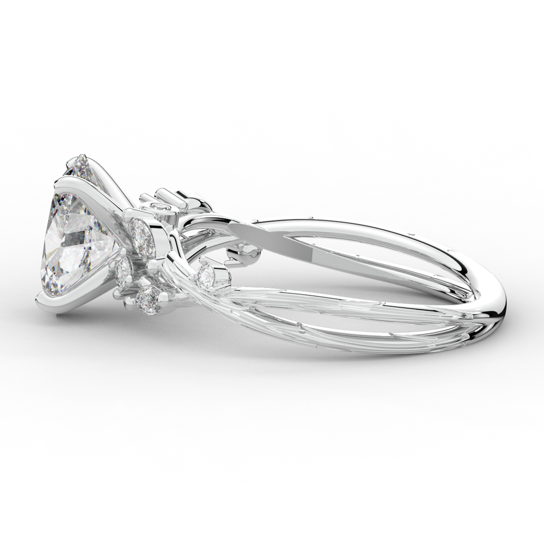 2.25CT.TW OVAL LAB DIAMOND STYLIZED VINE AND TREE BARK FINISH ENGAGEMENT RING - Nazarelle