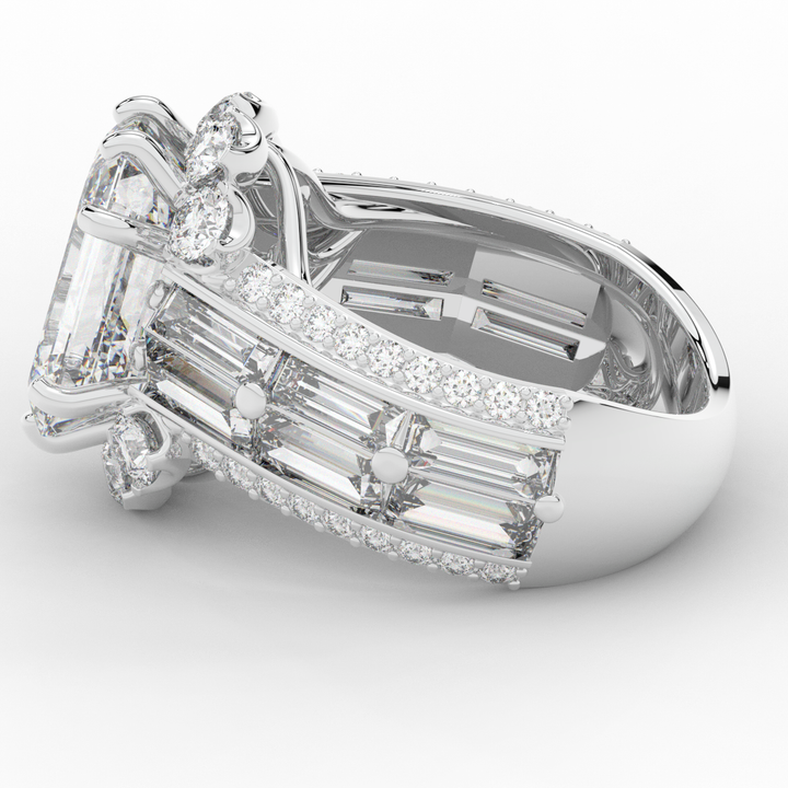 8.25CT.TW EMERALD CUT LAB DIAMOND HALO ENGAGEMENT RING - Nazarelle