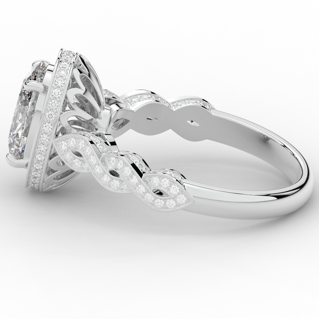 3.10CT.TW OVAL LAB DIAMOND HALO ENGAGEMENT RING - Nazarelle