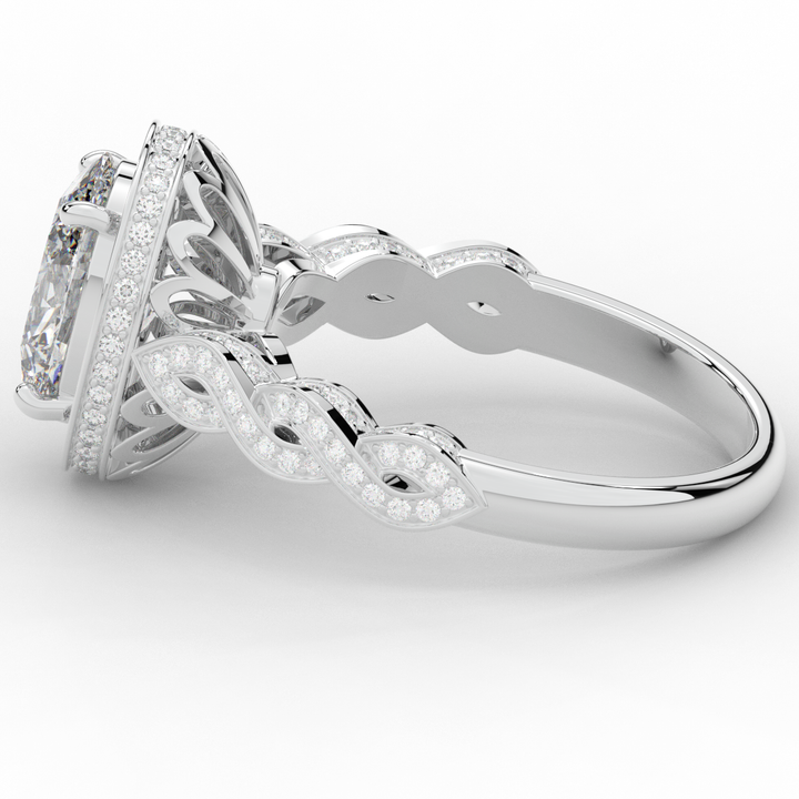 3.10CT.TW OVAL LAB DIAMOND HALO ENGAGEMENT RING - Nazarelle