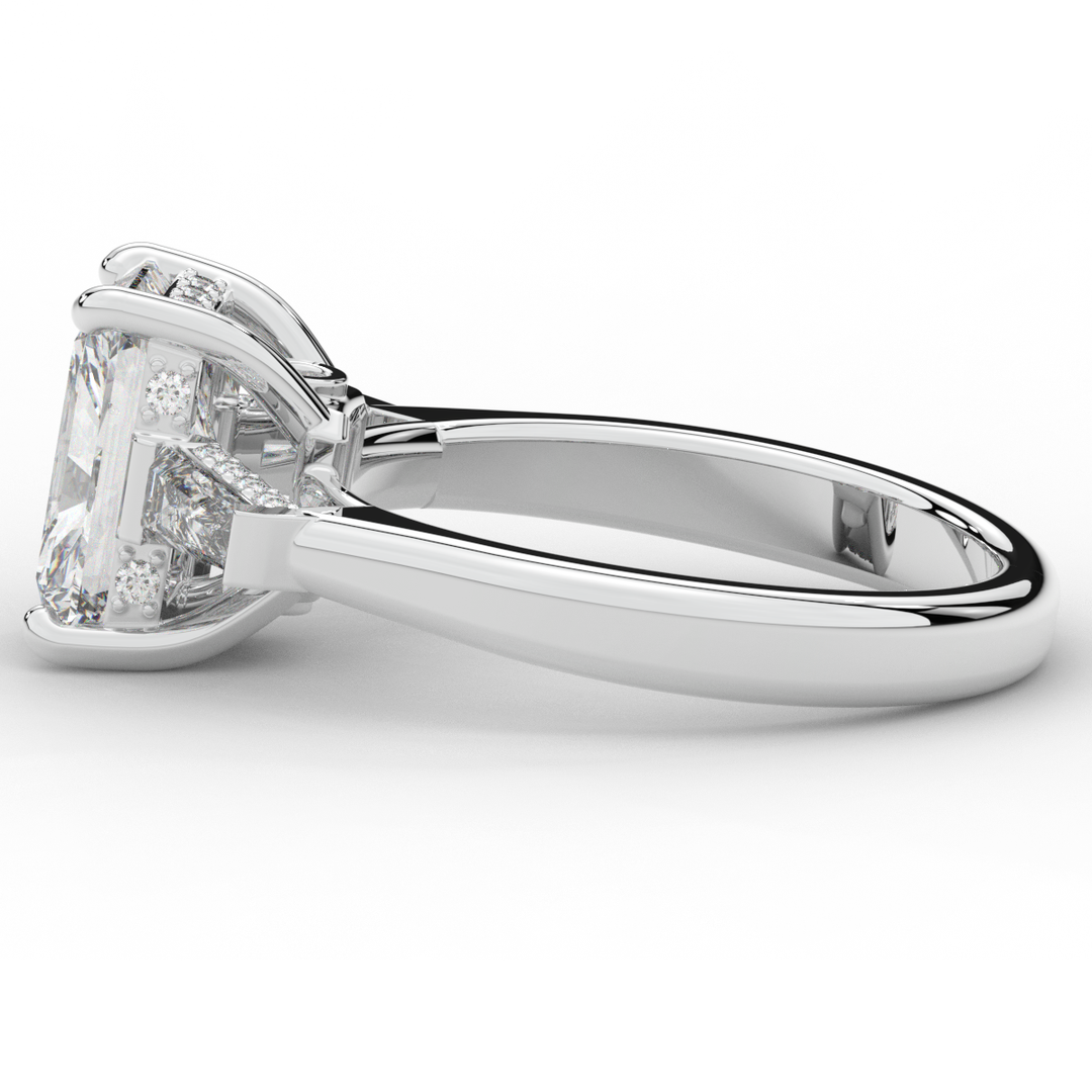 3.45CT.TW RADIANT LAB DIAMOND 3 STONE ENGAGEMENT RING - Nazarelle