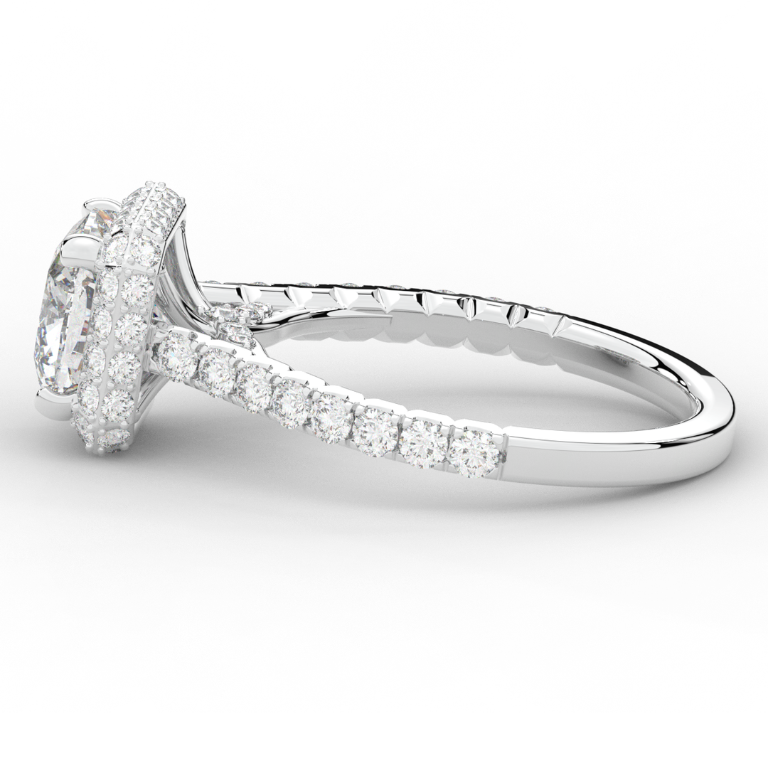 2.75CT.TW CUSHION LAB DIAMOND HALO ENGAGEMENT RING - Nazarelle