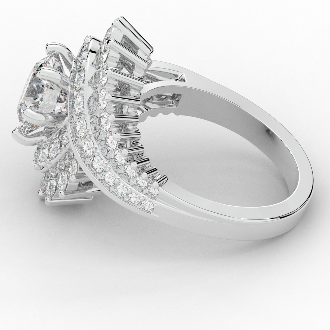 3.35CT.TW ROUND LAB DIAMOND BYPASS HALO ENGAGEMENT RING - Nazarelle
