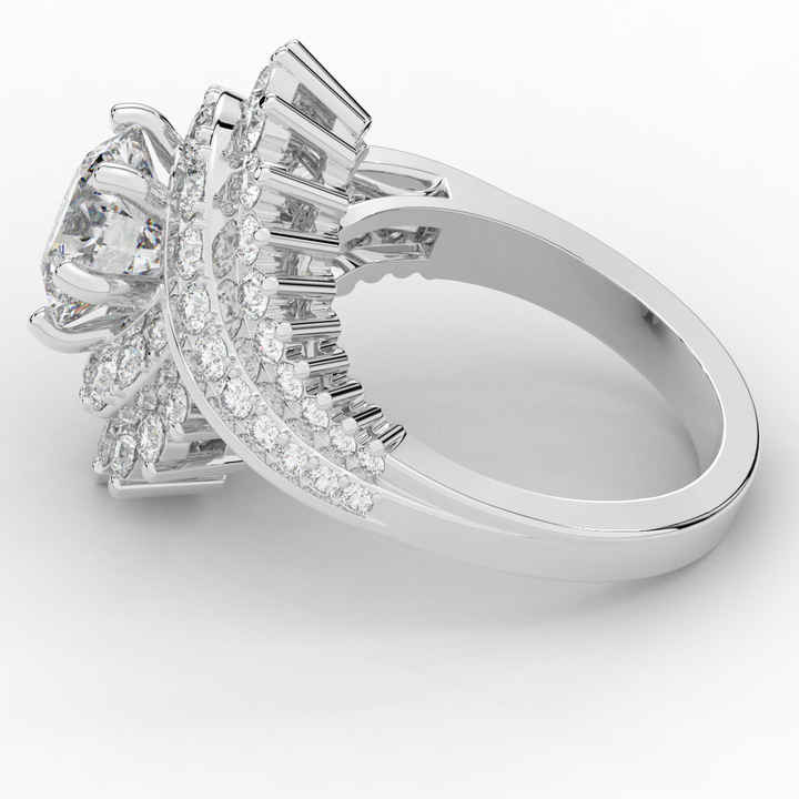 3.35CT.TW ROUND LAB DIAMOND BYPASS HALO ENGAGEMENT RING - Nazarelle