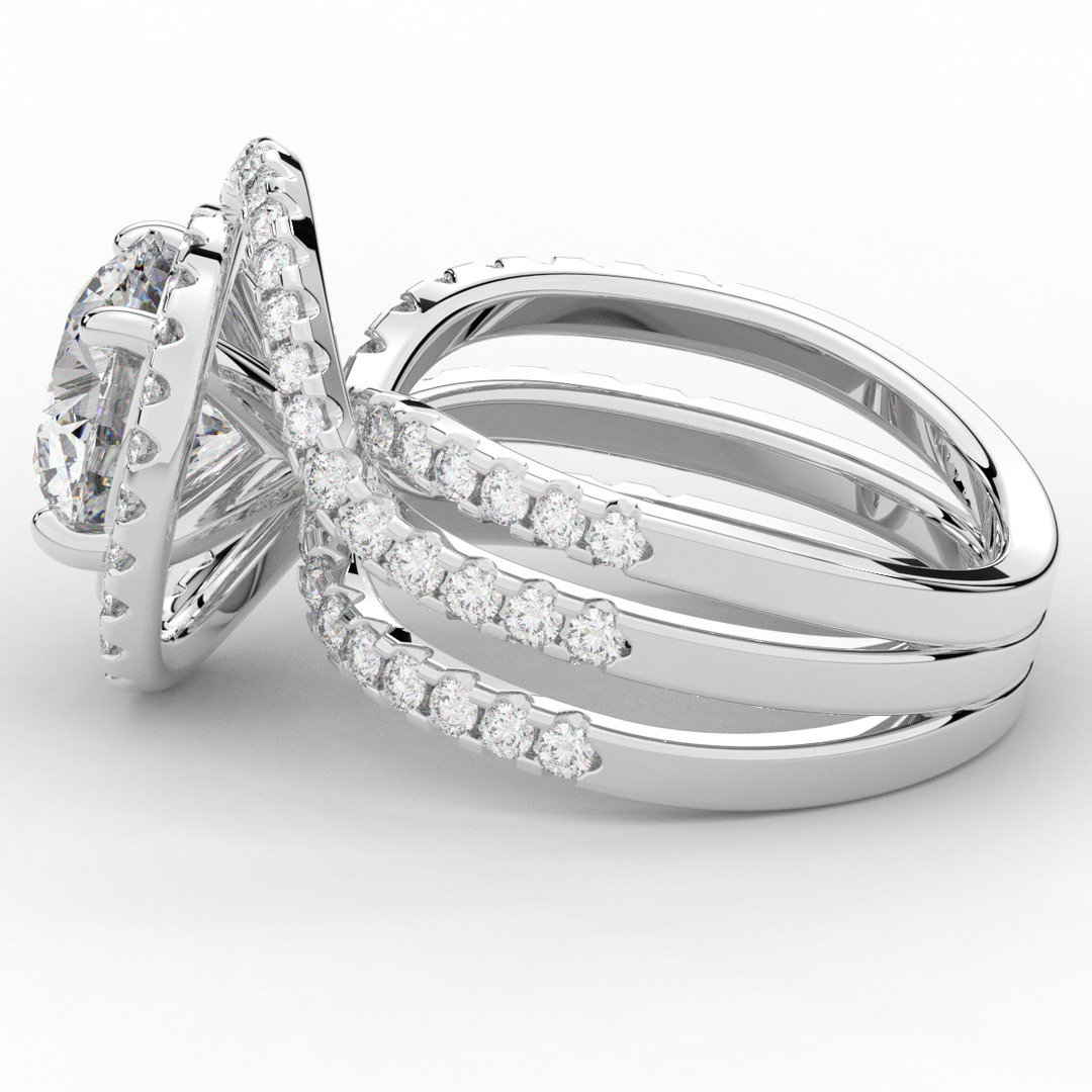 3.90CT.TW ROUND LAB DIAMOND TWIST HALO ENGAGEMENT RING - Nazarelle