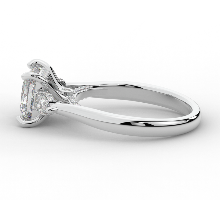 2.40CT.TW PRINCESS LAB DIAMOND 3 STONE ENGAGEMENT RING - Nazarelle