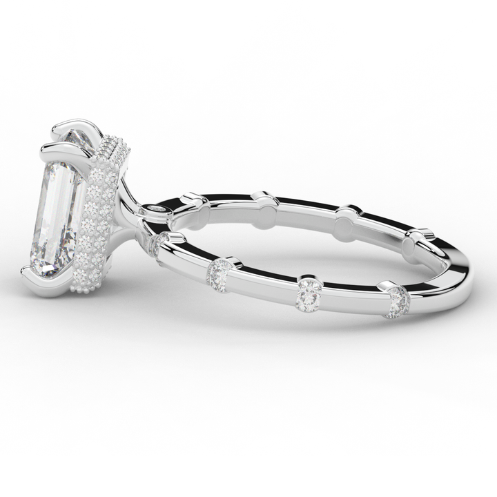 2.60CT.TW RADIANT LAB DIAMOND UNDERHALO SOLITAIRE ENGAGEMENT RING - Nazarelle
