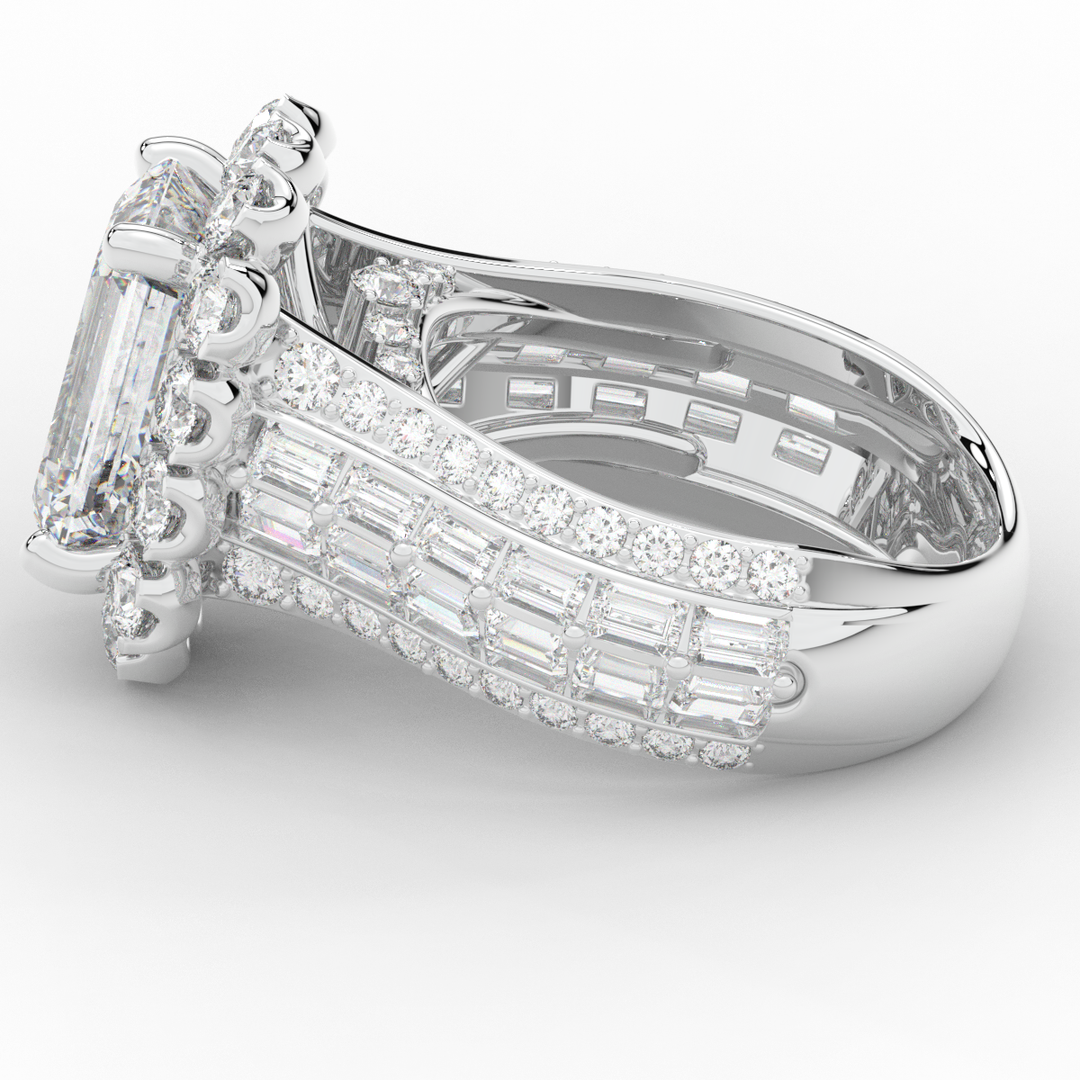 8.00CT.TW EMERALD CUT LAB DIAMOND HALO ENGAGEMENT RING - Nazarelle