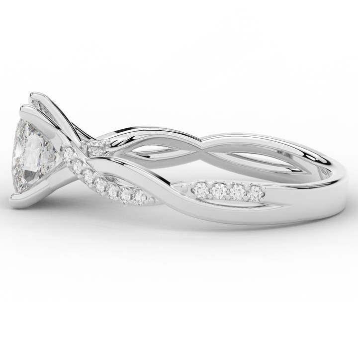 1.70CT.TW CUSHION LAB DIAMOND TWIST BAND ENGAGEMENT RING