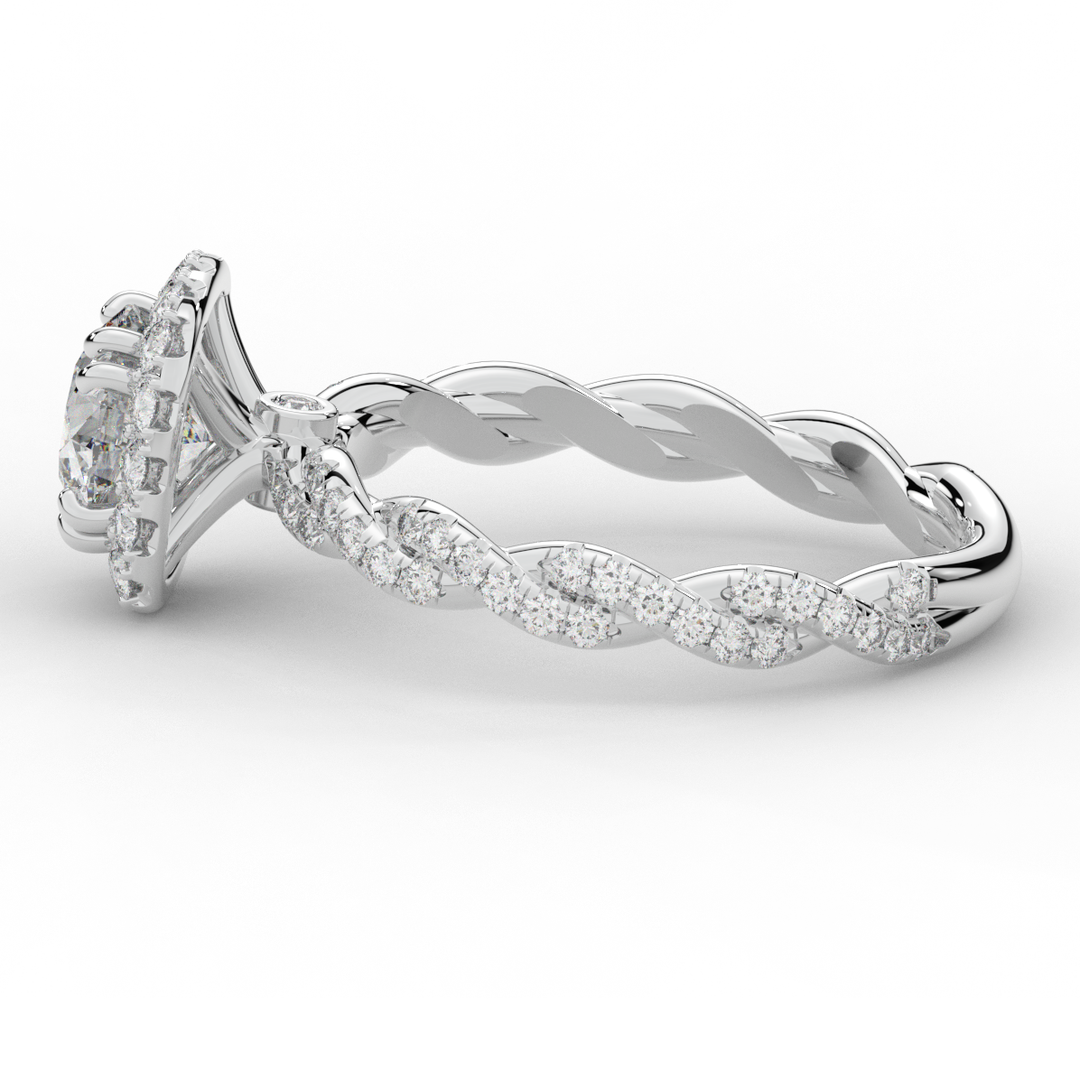 1.55CT.TW ROUND LAB DIAMOND HALO TWIST ENGAGEMENT RING - Nazarelle