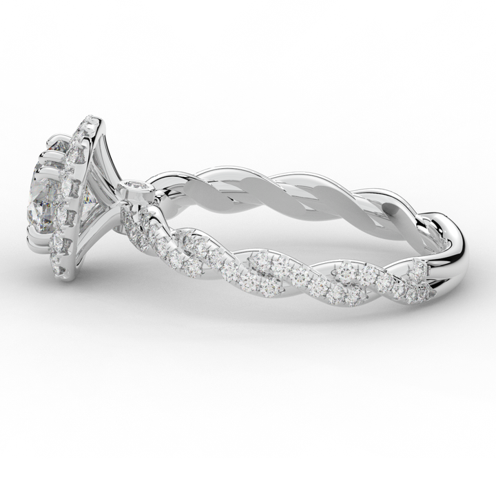 1.55CT.TW ROUND LAB DIAMOND HALO TWIST ENGAGEMENT RING - Nazarelle