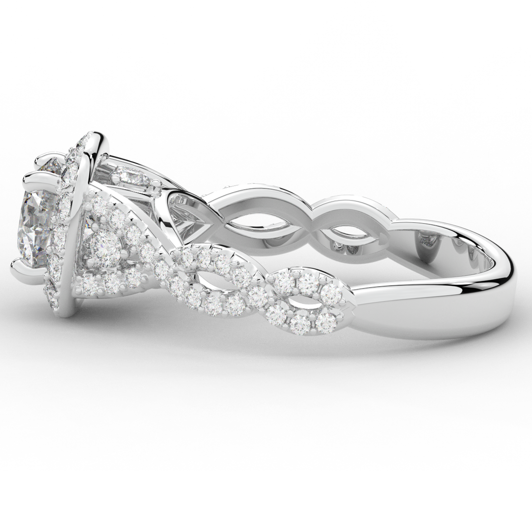 1.30CT.TW ROUND LAB DIAMOND HALO ENGAGEMENT RING - Nazarelle