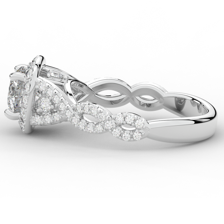 1.30CT.TW ROUND LAB DIAMOND HALO ENGAGEMENT RING - Nazarelle