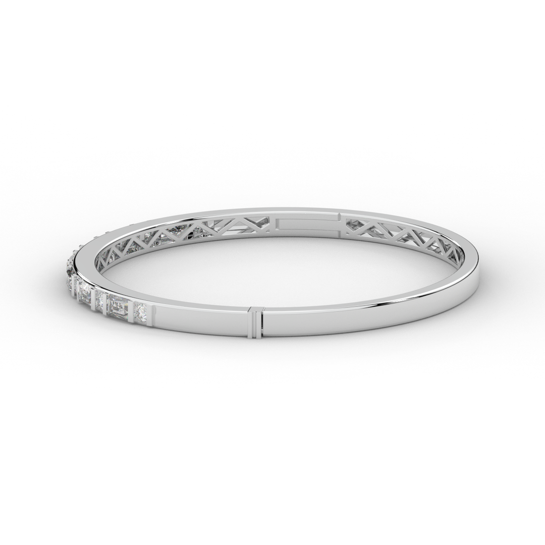 2.75CT.TW ROUND AND EMERALD CUT LAB DIAMOND SHARED PRONG BANGLE - Nazarelle