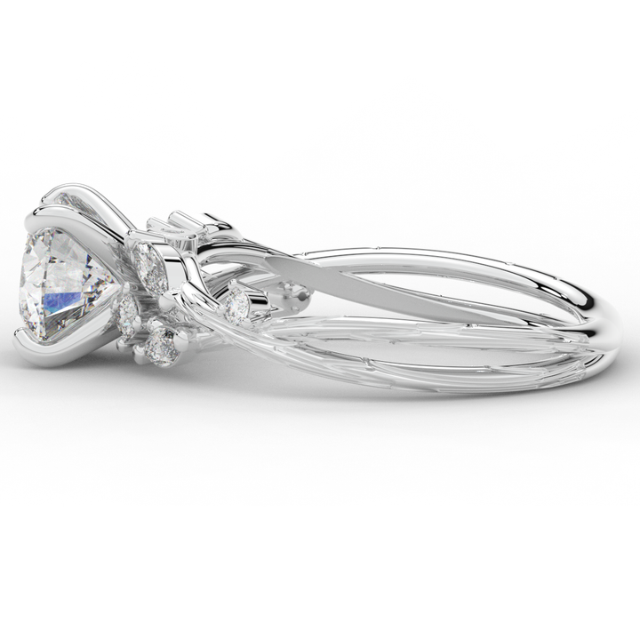 1.75CT.TW ROUND LAB DIAMOND STYLIZED VINE AND TREE BARK FINISH ENGAGEMENT RING - Nazarelle