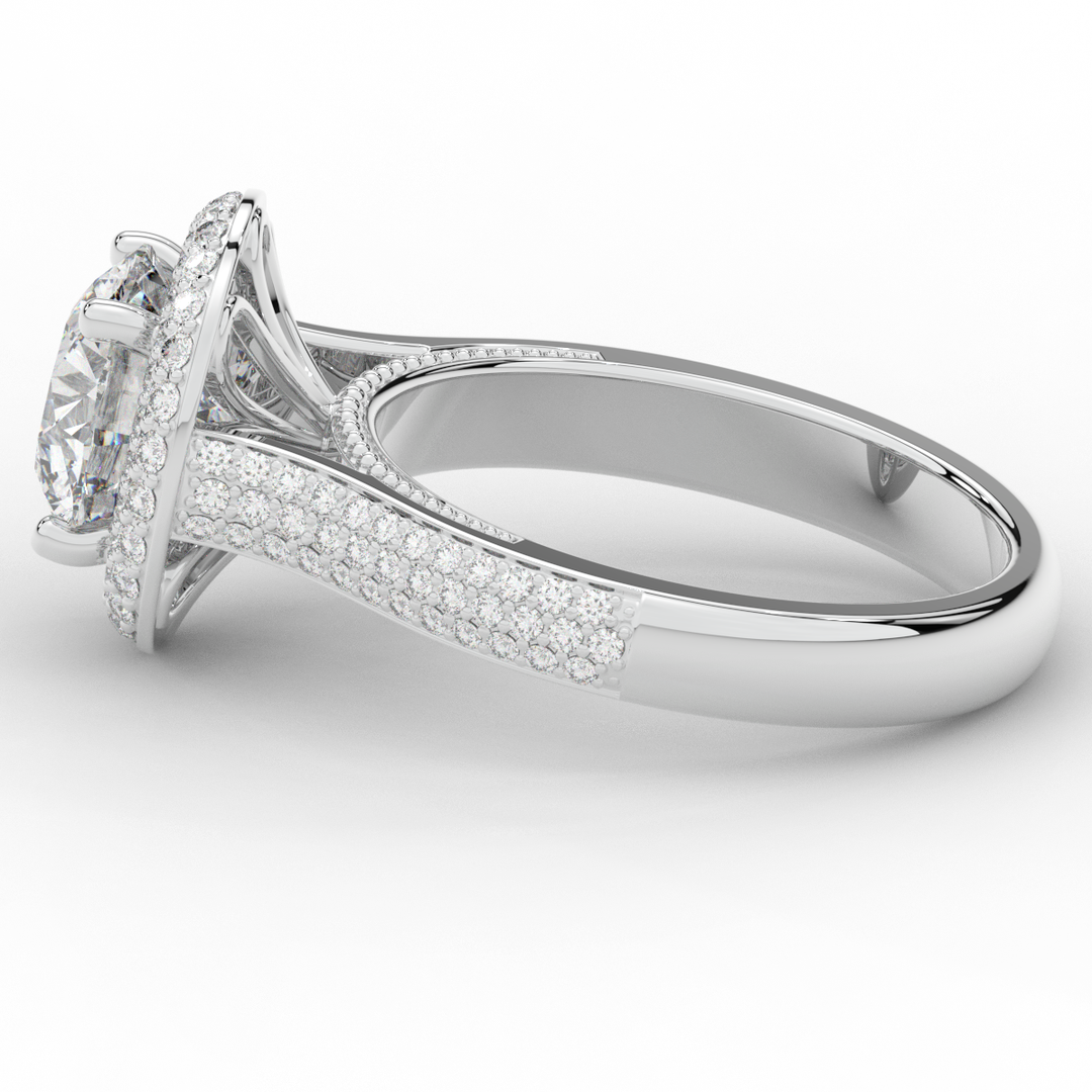 2.45CT.TW ROUND LAB DIAMOND HALO ENGAGEMENT RING - Nazarelle