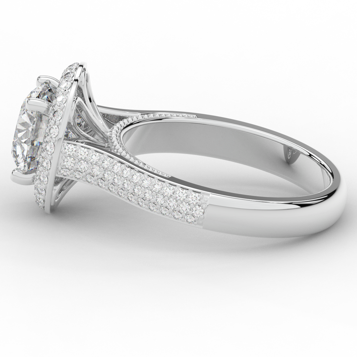 2.45CT.TW ROUND LAB DIAMOND HALO ENGAGEMENT RING - Nazarelle