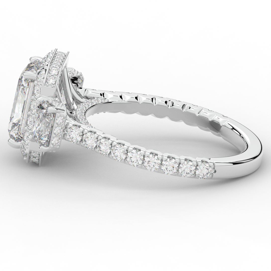 3.20CT.TW RADIANT LAB DIAMOND 3 STONE ENGAGEMENT RING - Nazarelle