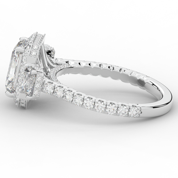 3.20CT.TW RADIANT LAB DIAMOND 3 STONE ENGAGEMENT RING - Nazarelle