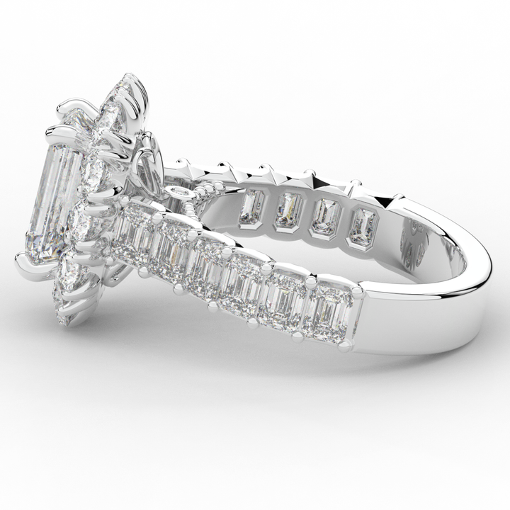 6.00CT.TW EMERALD CUT LAB DIAMOND HALO ENGAGEMENT RING - Nazarelle