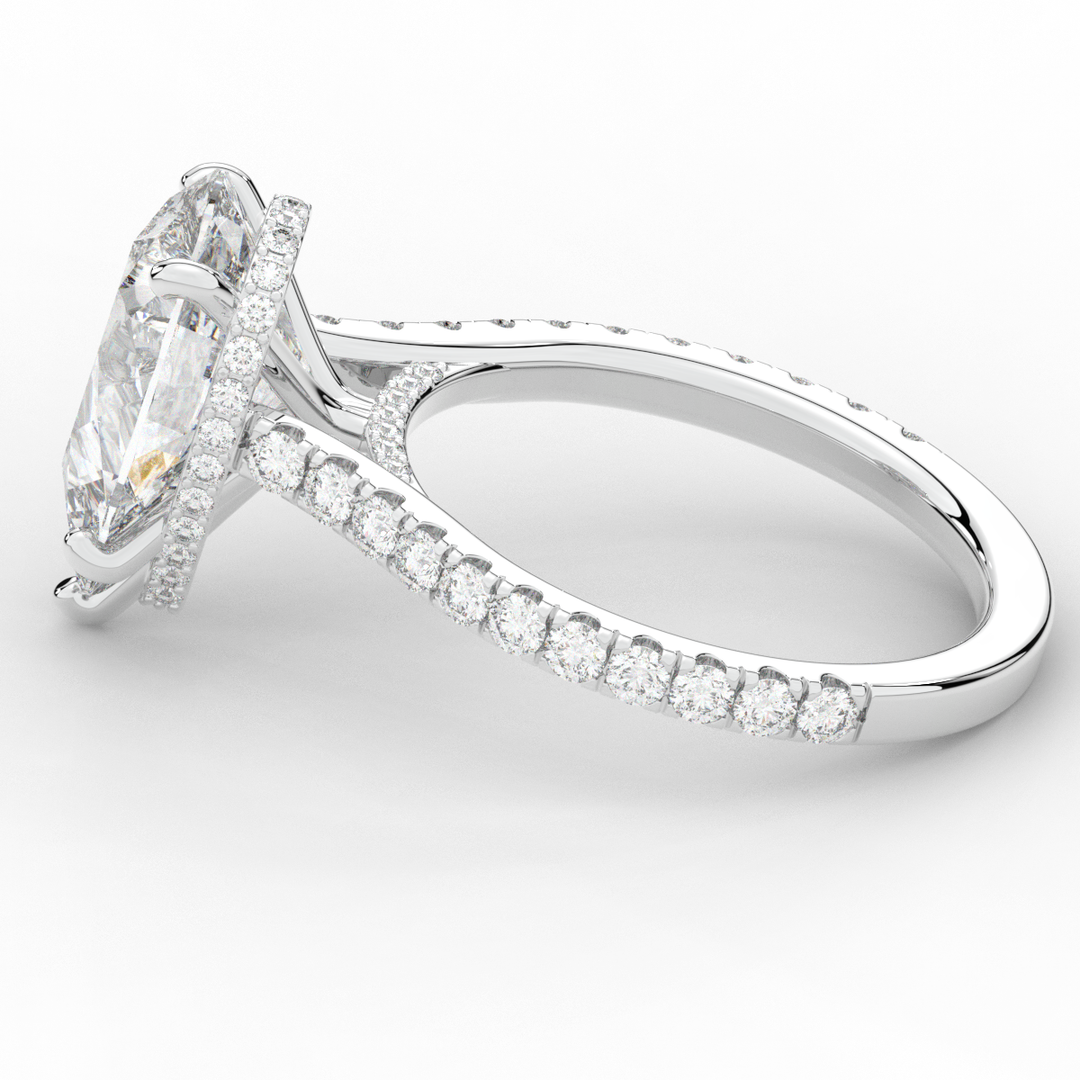 4.60CT.TW PEAR LAB DIAMOND UNDERHALO SOLITAIRE ENGAGEMENT RING - Nazarelle