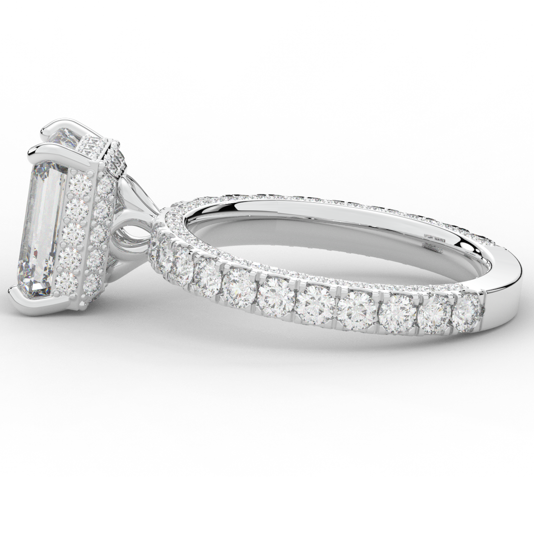 3.00CT.TW EMERALD CUT LAB DIAMOND ENGAGEMENT RING - Nazarelle